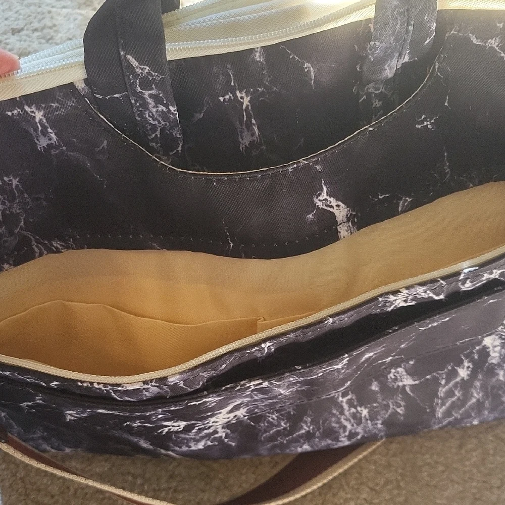 Navy Blue Marble Laptop Bag with Shoulder Strap